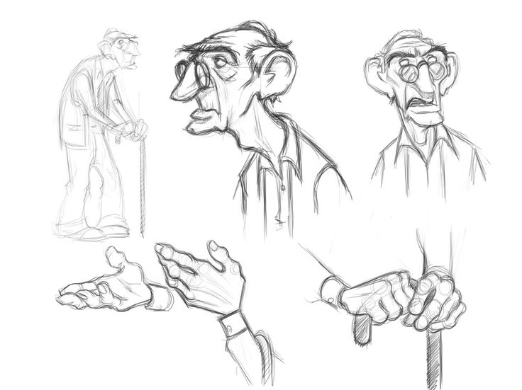 736x551 Old Man Cartoon Character Sketch - Cartoon Drawing Of An Old Man