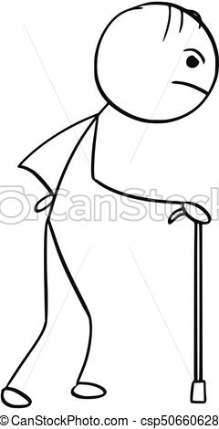 240x470 stick man cartoon of old man walking with cane cartoon - Cartoon Drawing Of An Old Man