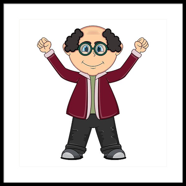 600x600 The Old Man Cartoon Framed Print - Cartoon Drawing Of An Old Man