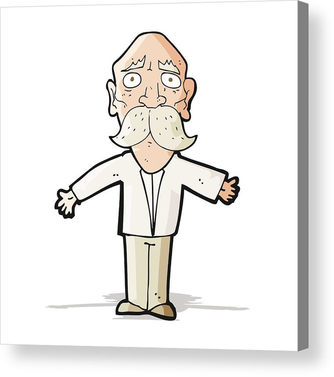 667x752 Cartoon Disappointed Old Man Acrylic Print - Cartoon Drawing Of An Old Man
