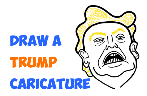 500x328 How To Draw Donald Trump Caricature Or Illustration - Cartoon Drawing Of Donald Trump