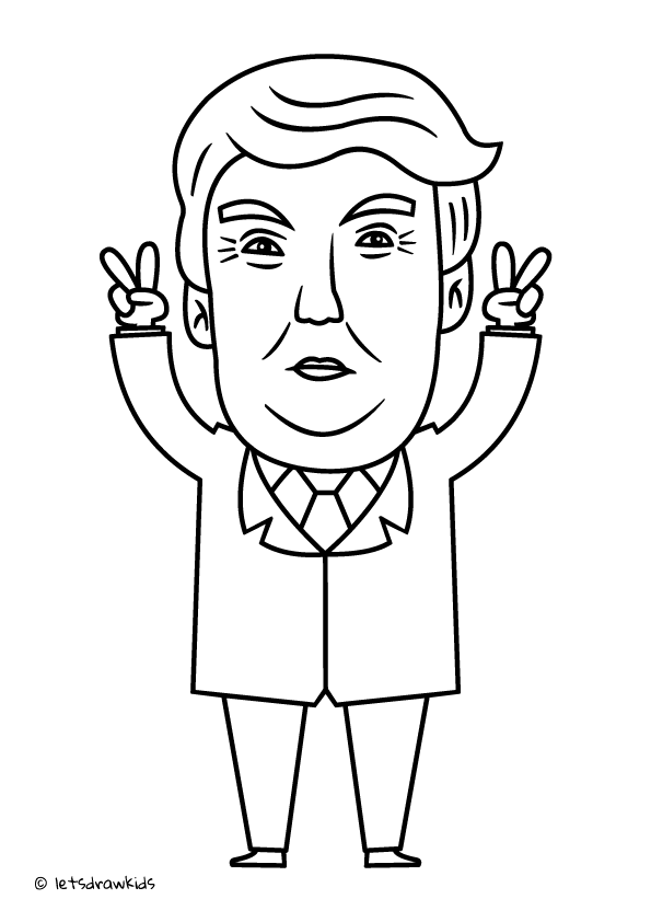 595x842 Colors And Art And Clip Arts - Cartoon Drawing Of Donald Trump
