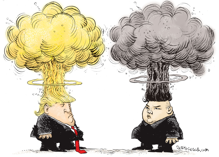 720x518 cartoons donald trump goes 'fire and fury' on kim jong un - Cartoon Drawing Of Donald Trump