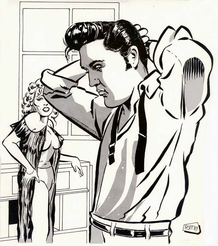 729x825 Rockabillydukebox! Ger Rijff - Cartoon Drawing Of Elvis