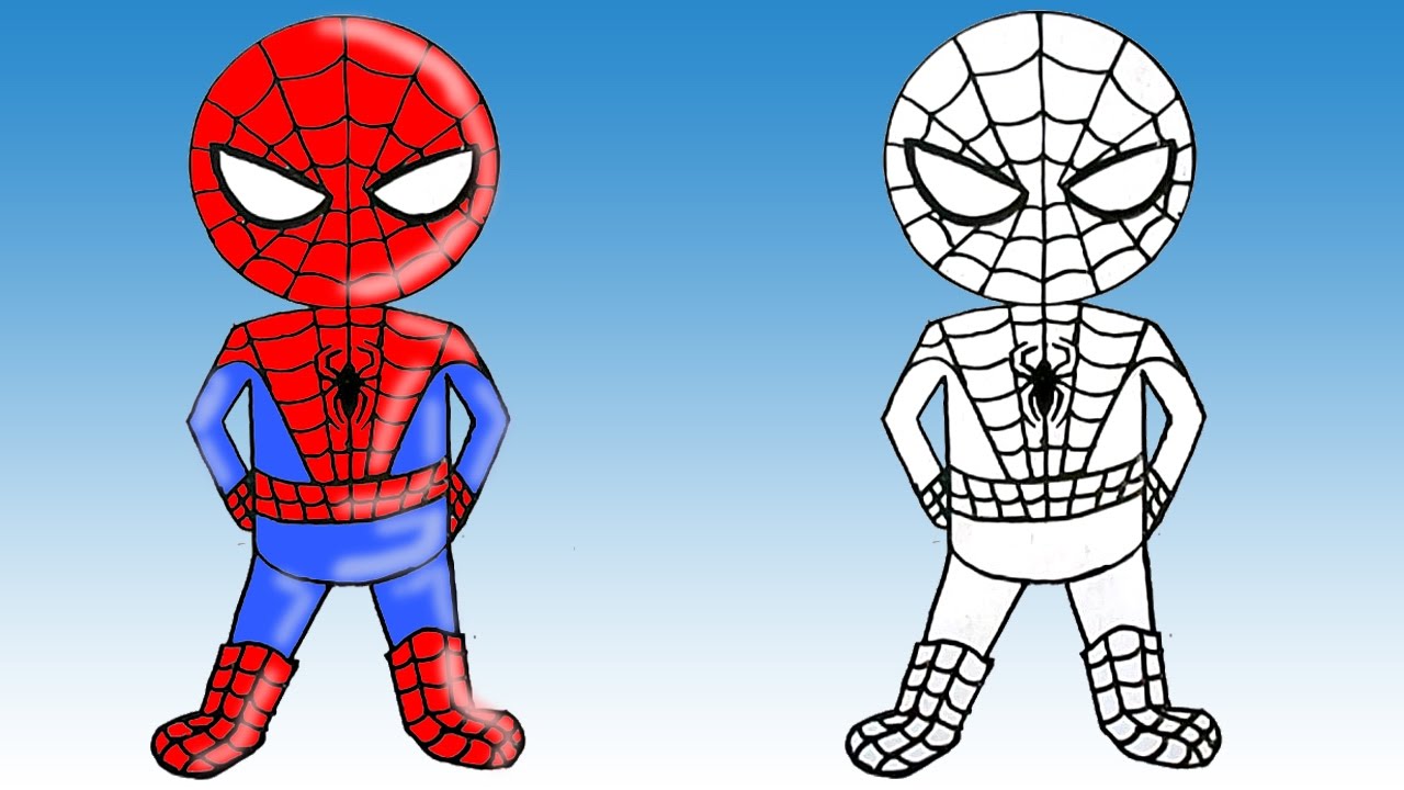 1280x720 How To Draw Spiderman Cute Step - Cartoon Drawing Of Spiderman
