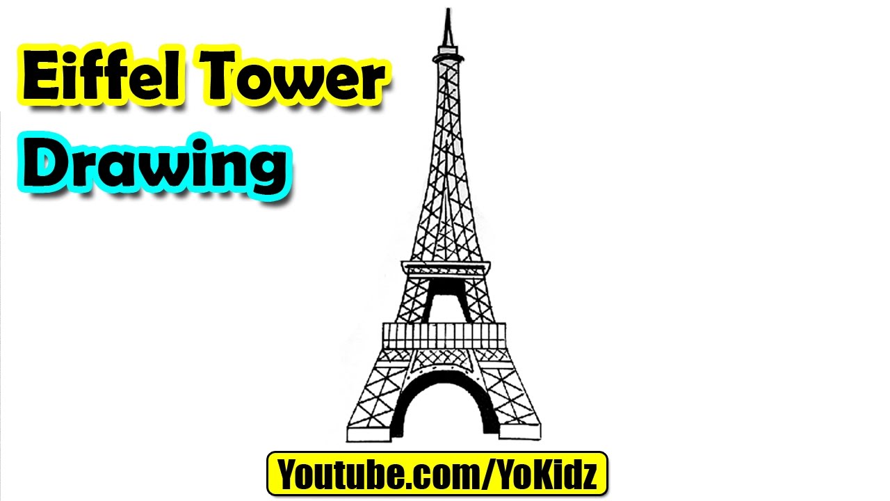 1280x720 How To Draw Eiffel Tower For Kids - Cartoon Drawing Of The Eiffel Tower