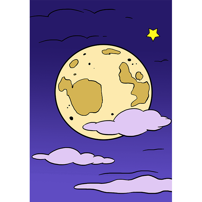 680x678 How To Draw The Moon Really Easy Drawing Tutorial - Cartoon Drawing Of The Moon