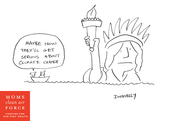 580x403 Global Warming Cartoon Lt Moms Clean Air Force - Cartoon Drawing Of The Statue Of Liberty