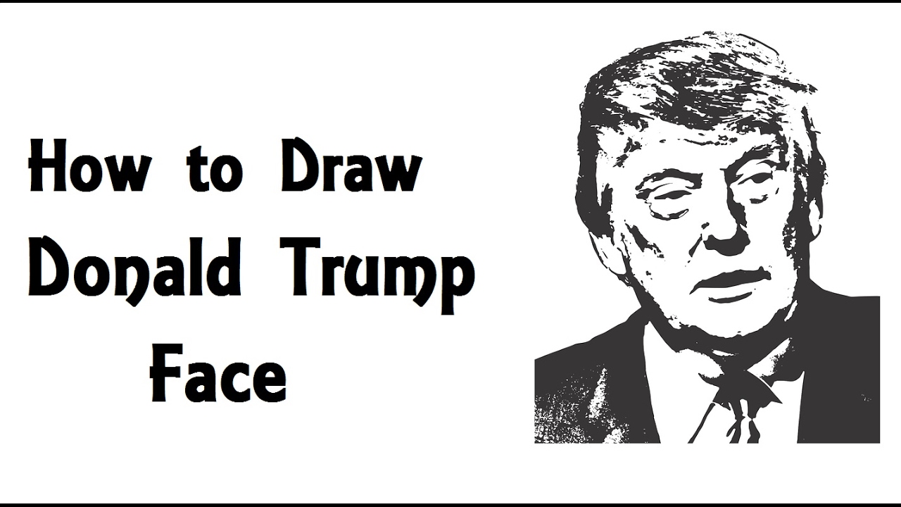 1280x720 How To Draw Donald Trump Face Sketch Step - Cartoon Drawing Of Trump