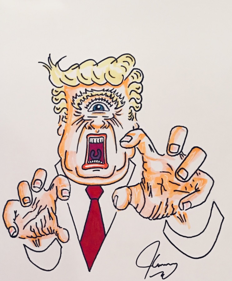 743x899 jim carrey's best works of art - Cartoon Drawing Of Trump
