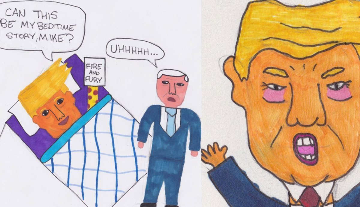 1200x690 this year old's anti trump cartoons are giving us life - Cartoon Drawing Of Trump