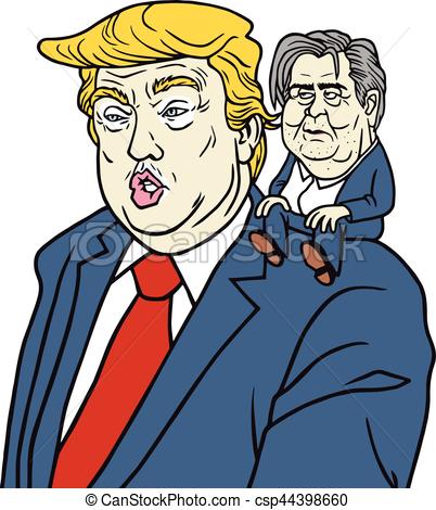 402x470 Donald Trump With Steve Bannon Cartoon Vector Portrait Caricature - Cartoon Drawing Of Trump