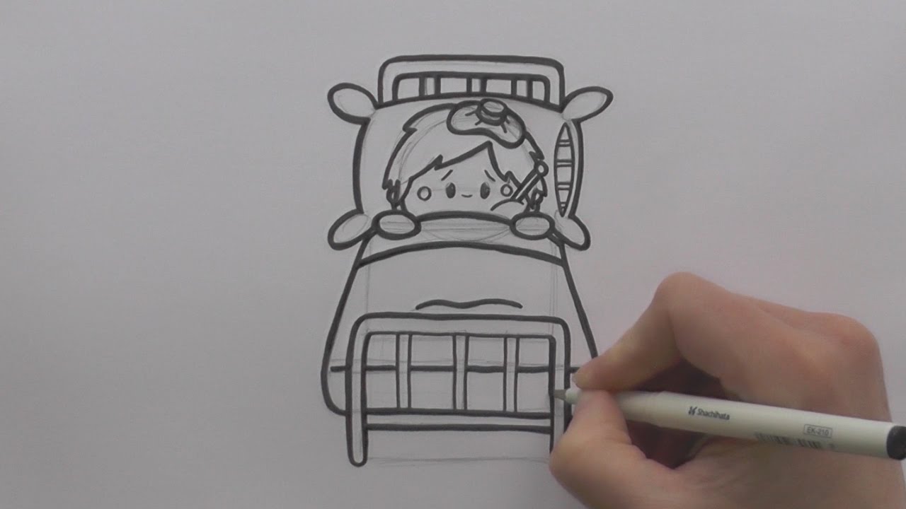 1280x720 How To Draw A Cartoon Person Sick In Bed - Cartoon Drawing Person