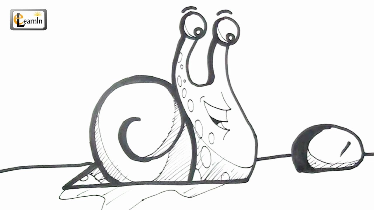1280x720 Art For Kids How To Draw A Snail Cartoon Easy Step - Cartoon Drawing Tutorials