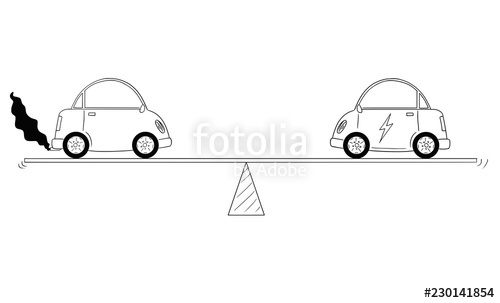 500x303 cartoon drawing conceptual illustration of fuel and electric cars - Cartoon Drawings Of Cars