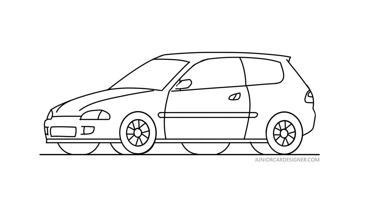 1500x890 How To Draw A Honda Civic In Ve Boyama Drawings - Cartoon Drawings Of Cars