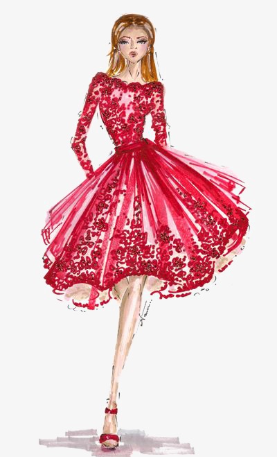 400x659 drawing girls, hand painted girls, cartoon girl, red dress png - Cartoon Drawings Of Girls