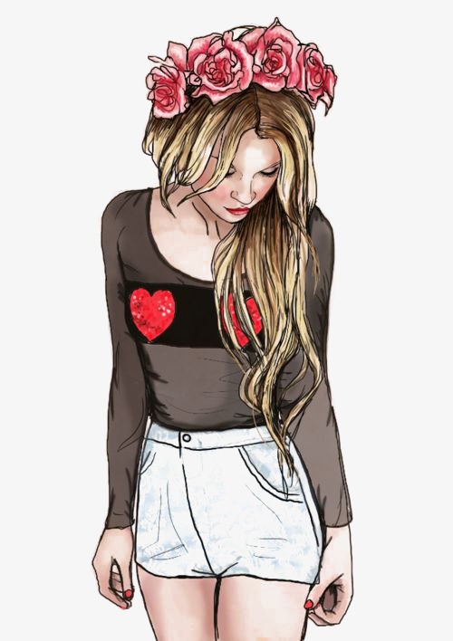 500x708 blonde girls, hand painted girls, cartoon girl, drawing girls png - Cartoon Drawings Of Girls
