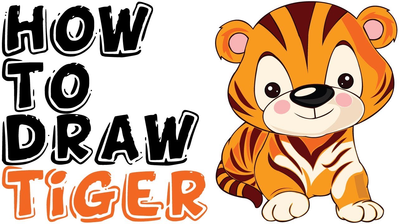 1280x720 Easily Drawings Of Tigers For Kids How To Draw A Cute Cartoon - Cartoon Drawings Of Kids