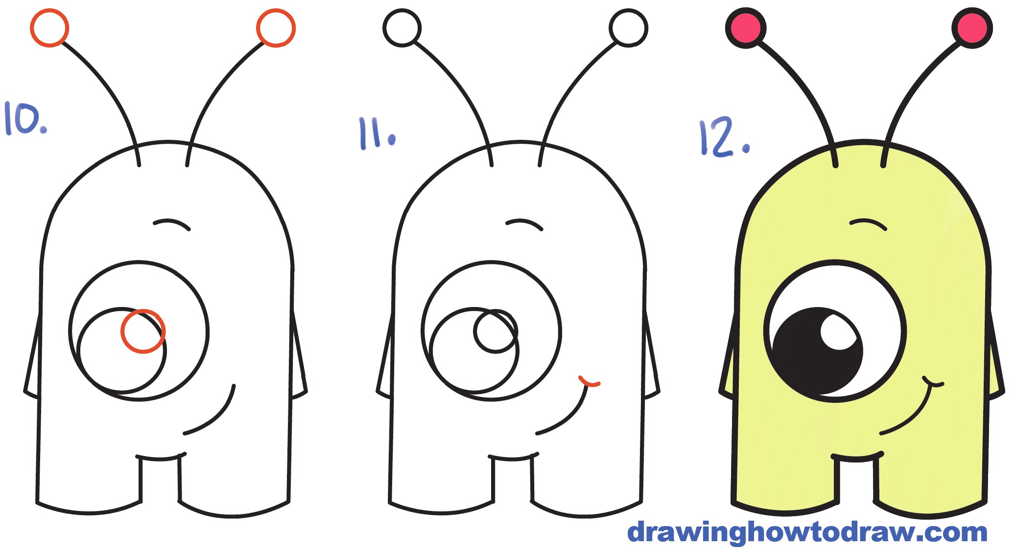 2073x1125 How To Draw Cartoon Alien From Numbers Easy Step - Cartoon Drawings Of Kids
