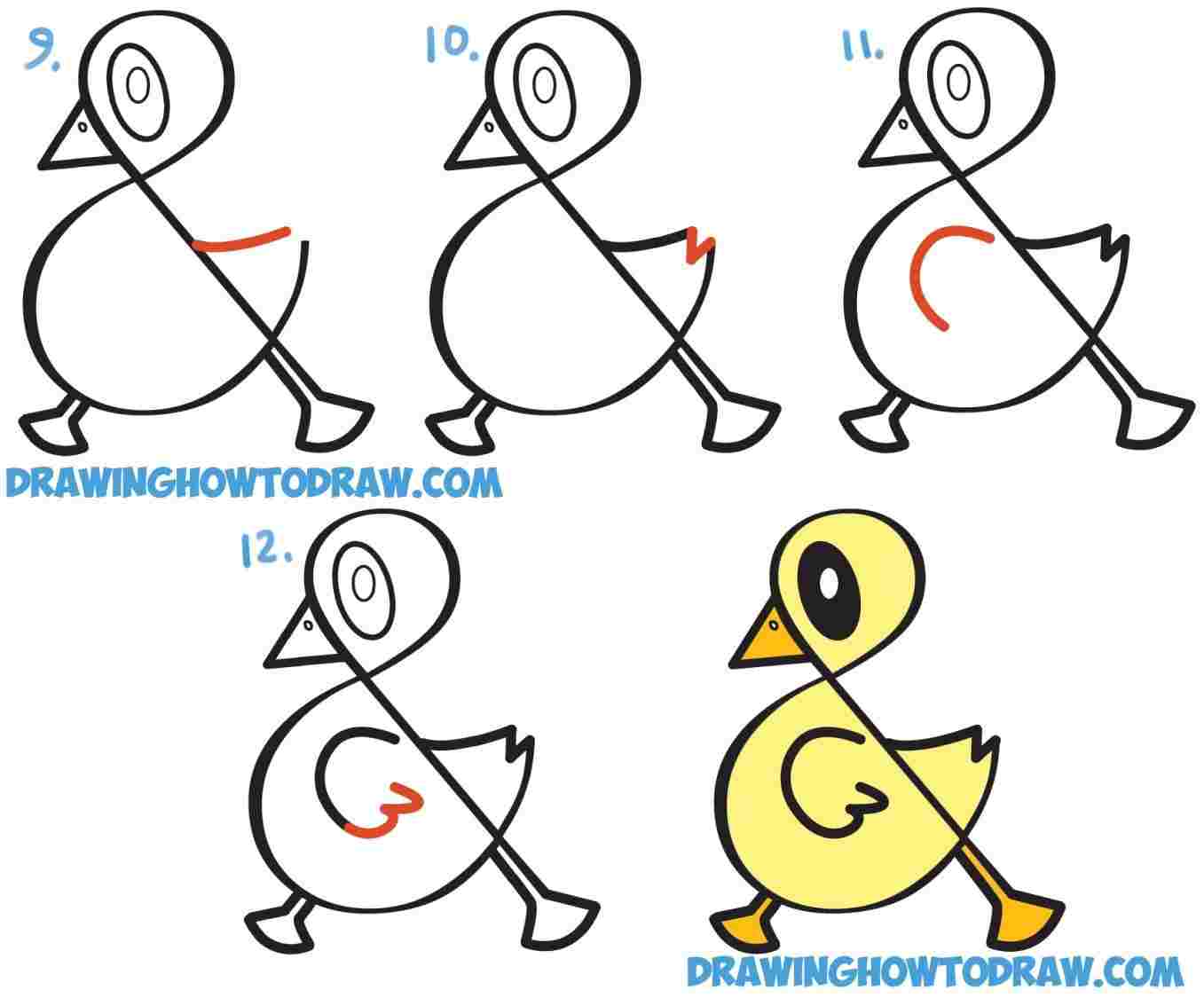 1357x1125 draw to draw a cute cartoon duck from ampersand symbol easy - Cartoon Duck Drawing