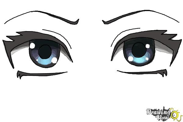 600x400 How To Draw Anime Eyes Step - Cartoon Eyes Drawing