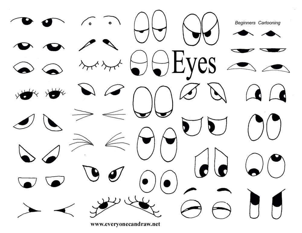 1000x773 Drawing Helps For Eyes, Mouths, Faces, And More Party - Cartoon Eyes Drawing