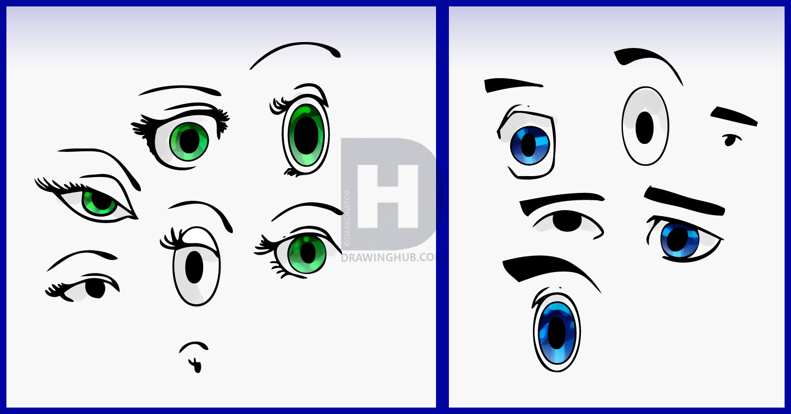 1600x837 How To Draw Cartoon Eyes, Step - Cartoon Eyes Drawing