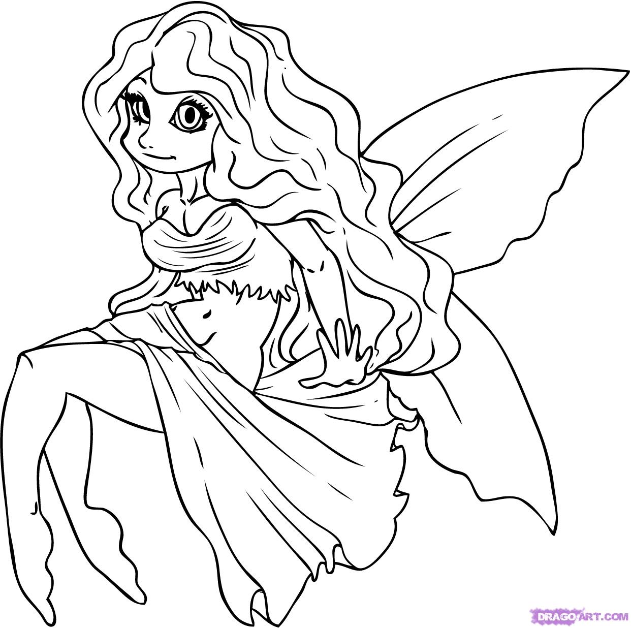 1242x1236 How To Draw A Cartoon Fairy, Step - Cartoon Fairy Drawing