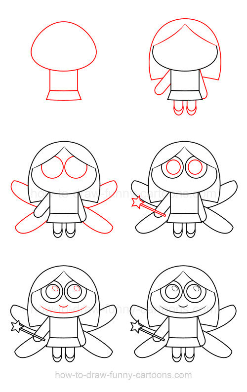 500x794 How To Draw A Fairy - Cartoon Fairy Drawing