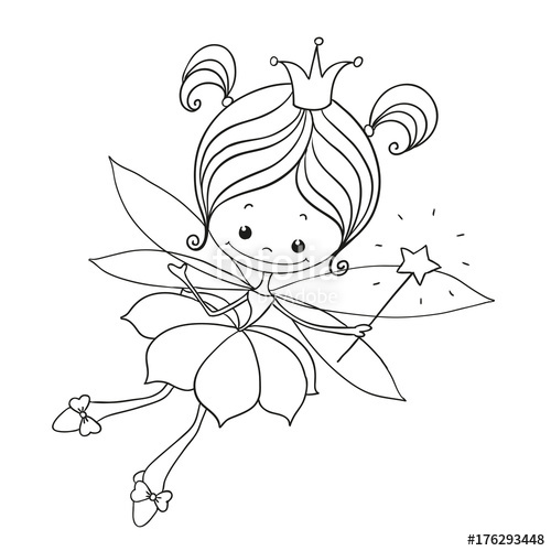 500x500 Lovely Character Doodle Fairy Cartoon For Coloring Books Cute - Cartoon Fairy Drawing