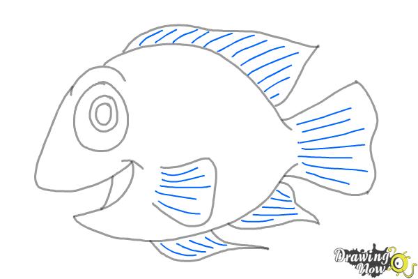600x400 Haw To Draw A Cartoon Fish - Cartoon Fish Drawing