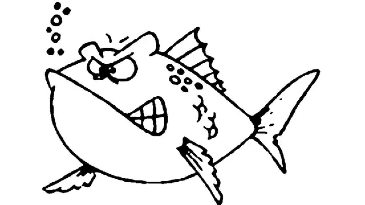 1280x720 How To Draw An Angry Cartoon Fish - Cartoon Fish Drawing