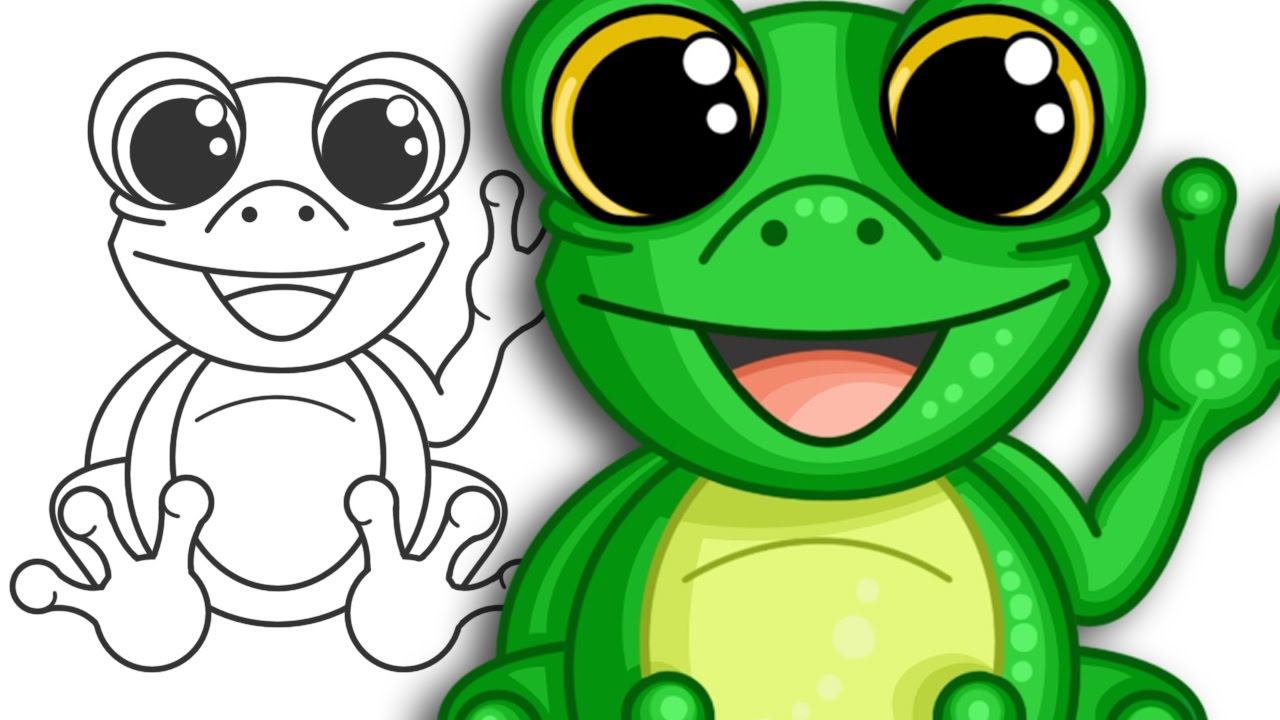 1280x720 How To Draw A Super Cute Frog Step - Cartoon Frog Drawing