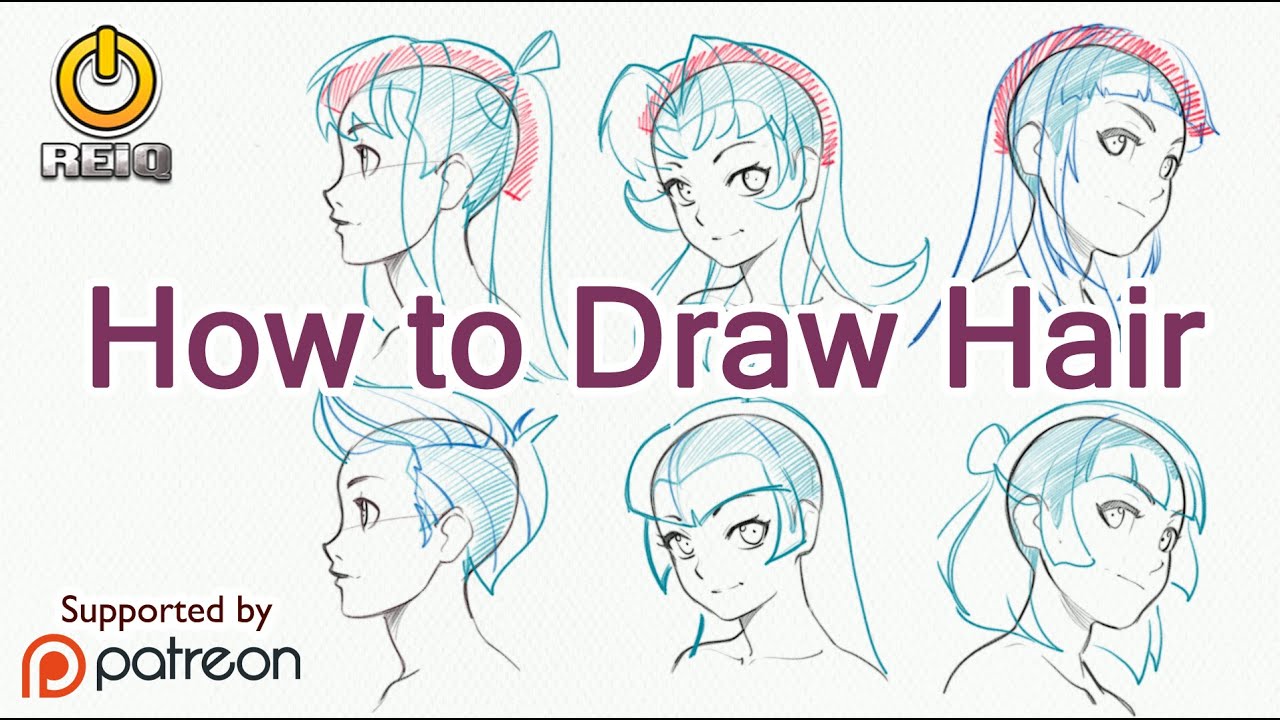1280x720 How To Draw Anime Hair, From Construction To Styles!!! - Cartoon Hair Drawing