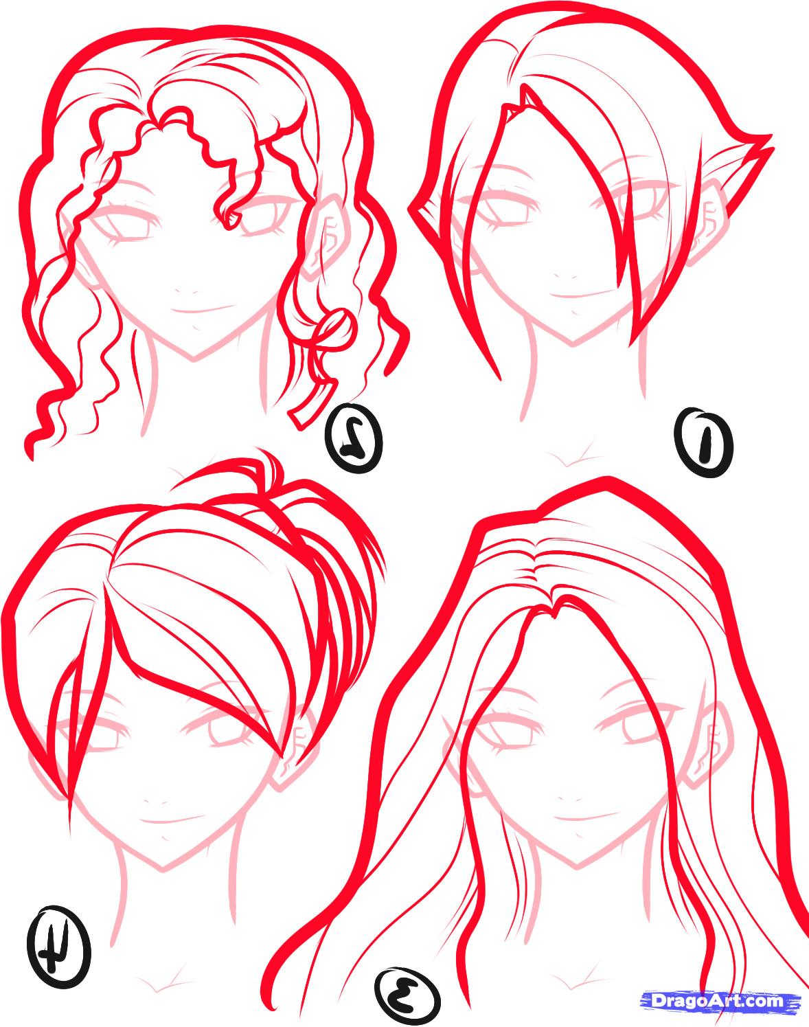 1178x1495 How To Draw Anime Hair, Step - Cartoon Hair Drawing