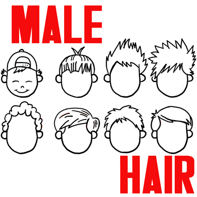 400x400 How To Draw Boys And Mens Hair Styles For Cartoon Characters - Cartoon Hair Drawing