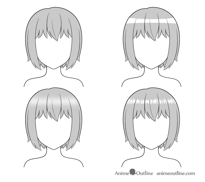 675x600 different ways to draw anime hair highlights - Cartoon Hair Drawing