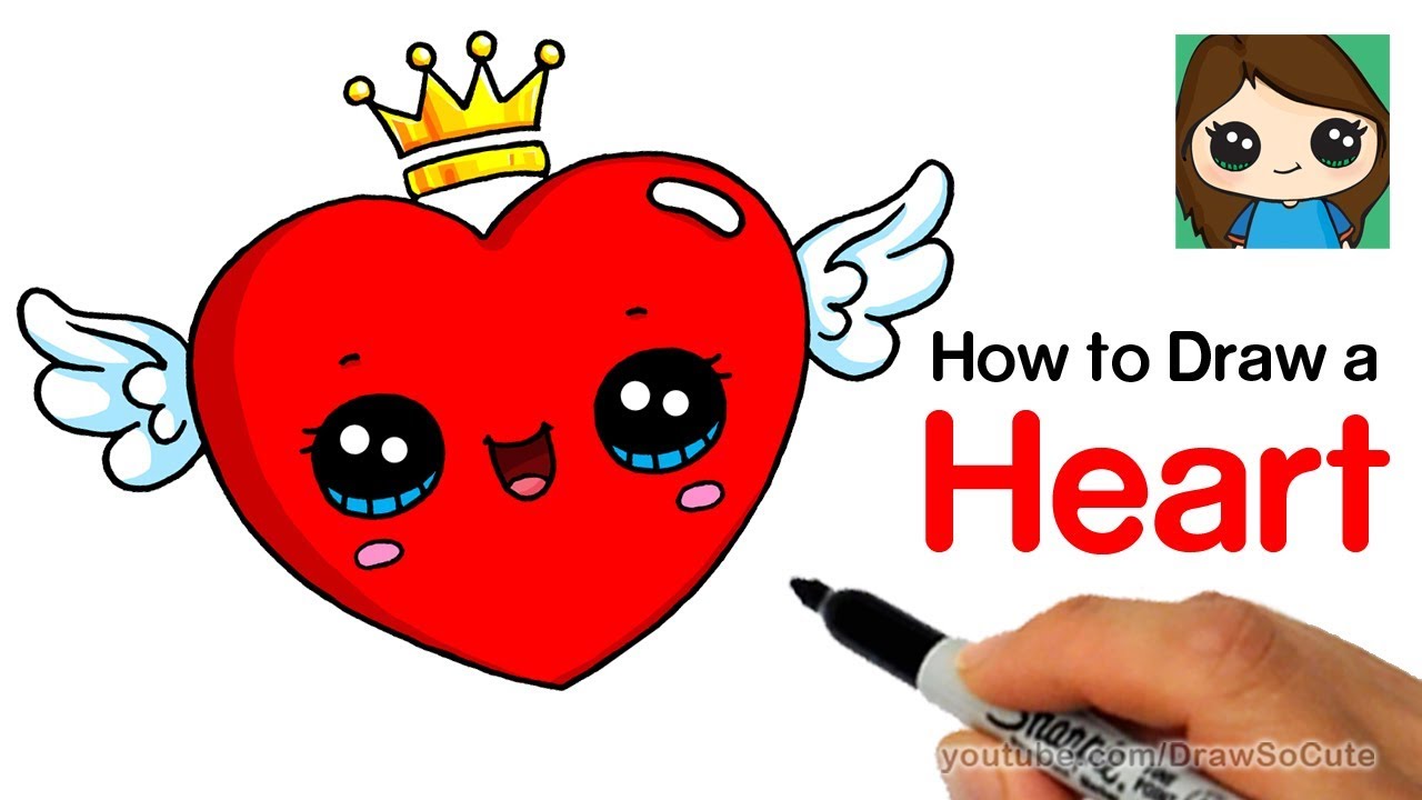 1280x720 How To Draw A Heart With Wings Easy - Cartoon Heart Drawing