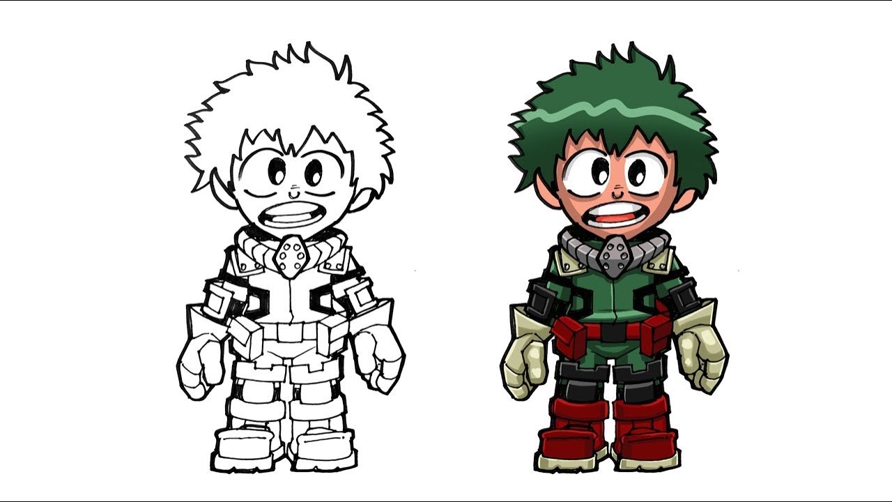 1280x720 how to draw deku my hero academia - Cartoon Hero Drawing