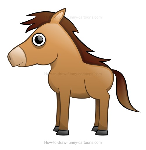 500x516 How To Draw A Horse - Cartoon Horse Drawing