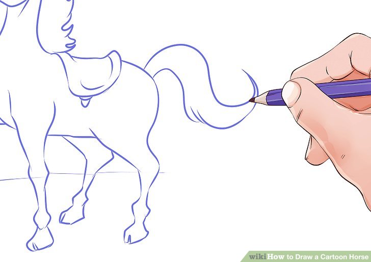 728x514 How To Draw A Cartoon Horse Steps - Cartoon Horse Drawing