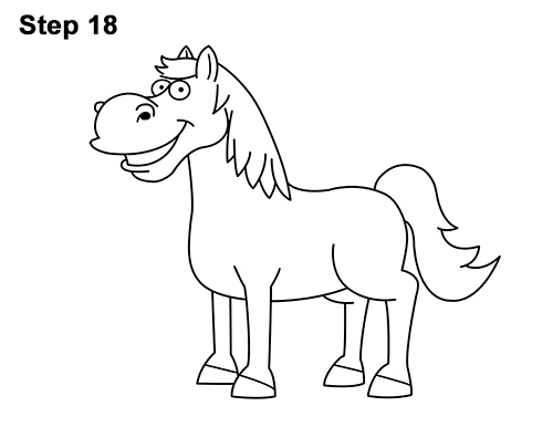500x386 How To Draw A Horse - Cartoon Horse Drawing
