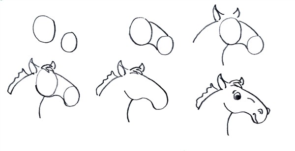 600x308 Draw Cartoon Horses - Cartoon Horse Head Drawing