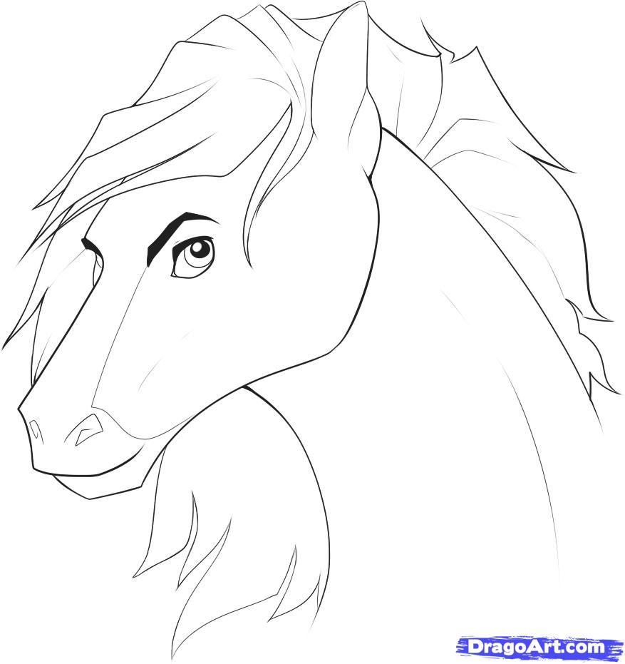 877x931 how to draw a simple horse head how to draw a simple cartoon horse - Cartoon Horse Head Drawing