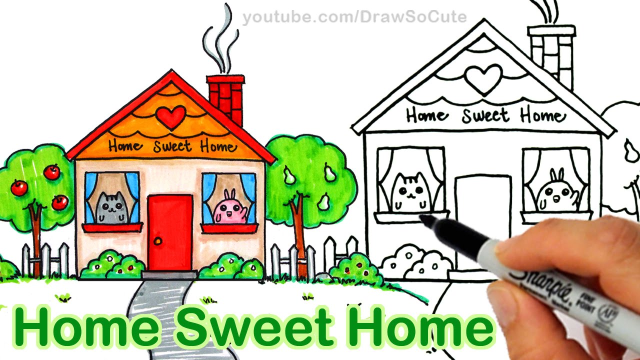1280x720 How To Draw A Cartoon House Cute Step - Cartoon House Drawing