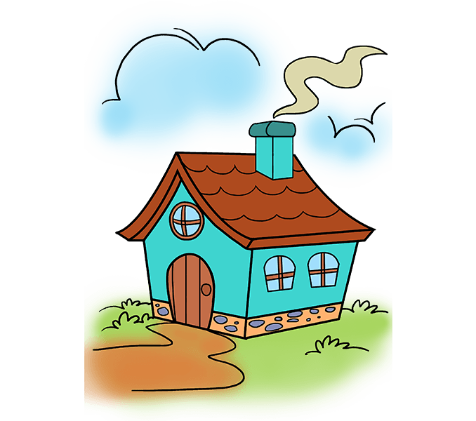 678x600 how to draw a cartoon house in a few easy steps nicole nikole - Cartoon House Drawing