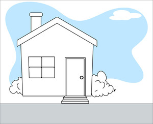 300x244 Colored Cartoon School House Drawing Royalty Free Stock Image - Cartoon House Drawing