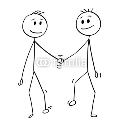 392x400 Cartoon Stick Drawing Conceptual Illustration Of Homosexual Couple - Cartoon Human Drawing