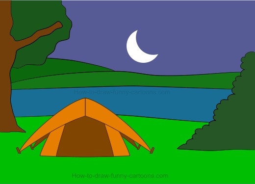 520x375 Drawing Camping Cartoons - Cartoon Landscape Drawing
